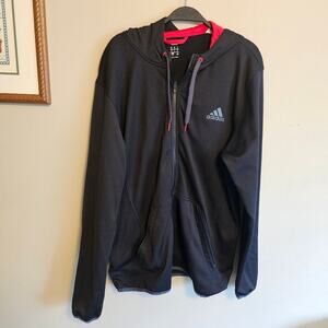 Adidas Full Zip Hooded Black and Red Men's Holi FZ Activewear Long Sleeve Large